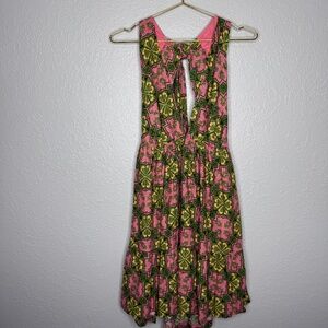 Pre- Owned Women House of Harlow 1960 Pink &Green Floral Halter Dress Medium -cp